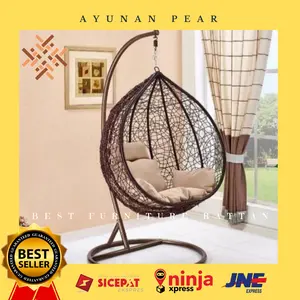 Kursi Ayunan Anyaman Rotan Sintetis Gantung Pear Anak anak Dewasa Malas Santai Nyaman Empuk Halaman Teras Taman Balkon Rumah Murah