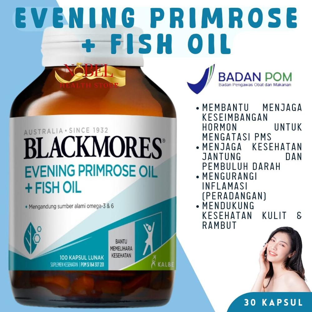 Blackmores evening primrose oil + fish oil BPOM kalbe 100 kapsul lunak