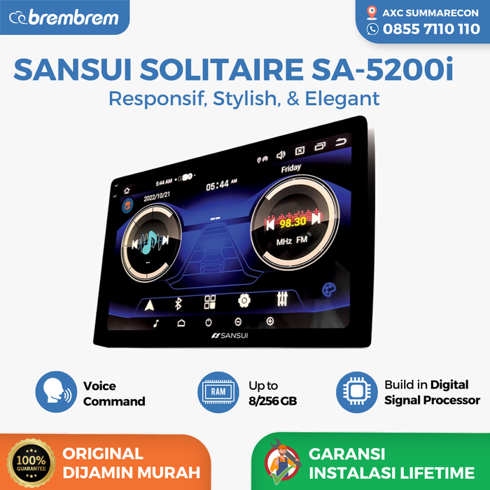 Gambar HEAD UNIT SANSUI SOLITAIRE SA-5200i - HEAD UNIT ANDROID UNIVERSAL - 9 INC, 4/64GB  dari BREMBREM OFFICIAL Kab. Tangerang Tokopedia