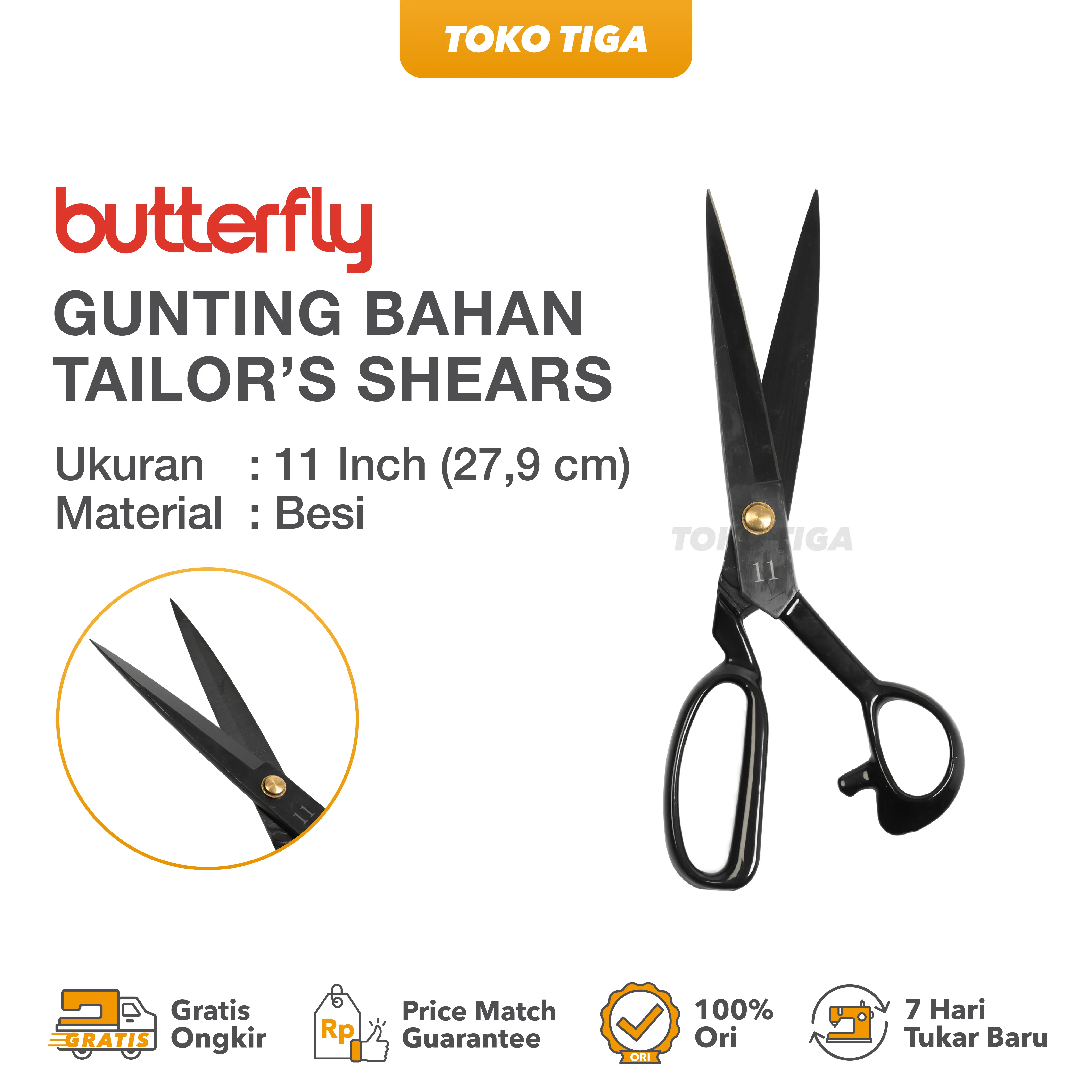 Gunting Potong Bahan Kain Tailor Butterfly Ukuran 11 inch / 11"