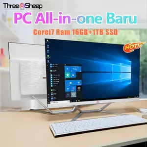 Three Sheep Network Komputer PC All-in-One Baru 2025Terbaru Intel Core i3/i5/i7, RAM 8G/16G+SSD 256/512GB/1TB - CPU Komputer Monitor PC 19/22/24/27 Inch Untuk Rumah Gaming, Belajar, Kantor, dan Hiburan Gratis Keyboard dan Mouse! Rak Kayu Inklusif.