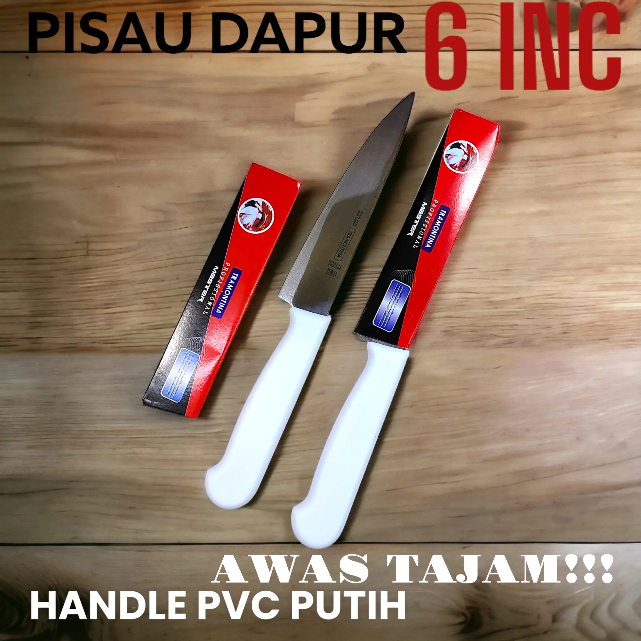 PISAU DAGING / PISAU DAPUR GAGANG PUTIH 6INC SUPER TAJAM