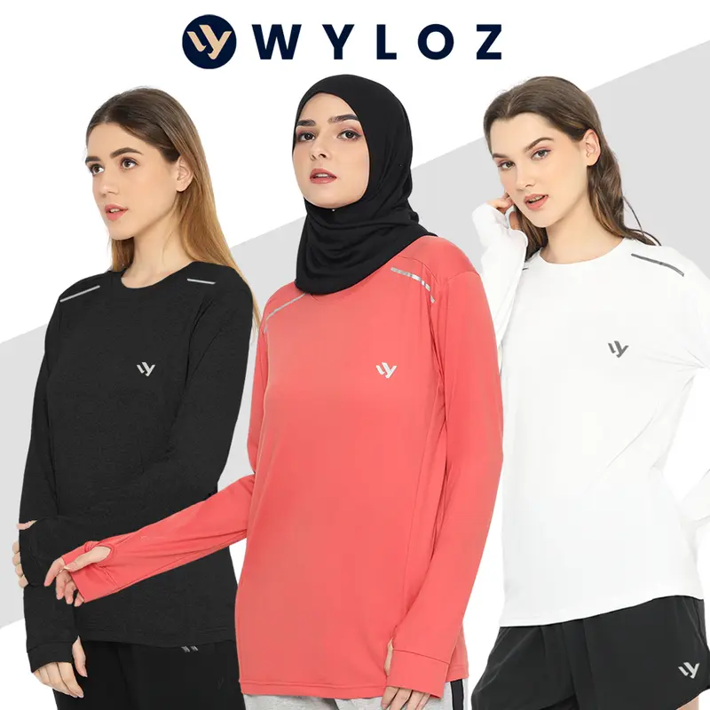 WYLOZ Baju Kaos Olahraga Panjang Dry Fit Lari Sport Export Wanita Pink 3