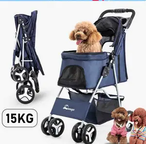 Kereta Dorong Anjing Kucing 4 Roda Premium | Foldable Pet Stroller Detacable Pet Cargo
