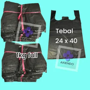 kantong plastik hitam 24 / kantong kresek hitam kilo an ukuran 24 tebal /plastik tebal 24 per ikat 1kg full
