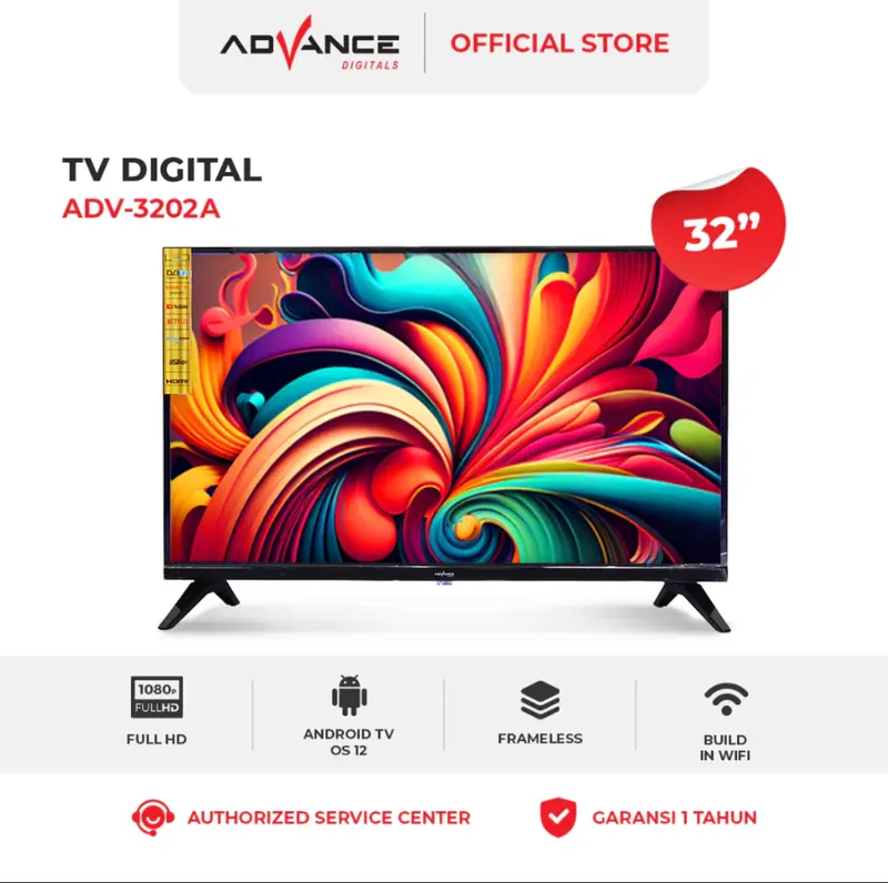 TV LED ADVANCE 32 INCH SMART ANDROID ADV 3203A TELEVISI HD 32 inch FULL HD TV Layar Hdmi 1