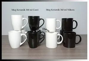 6 pcs Mug Black Stoneware Coffee- Mug Coffee Keramik Hitam