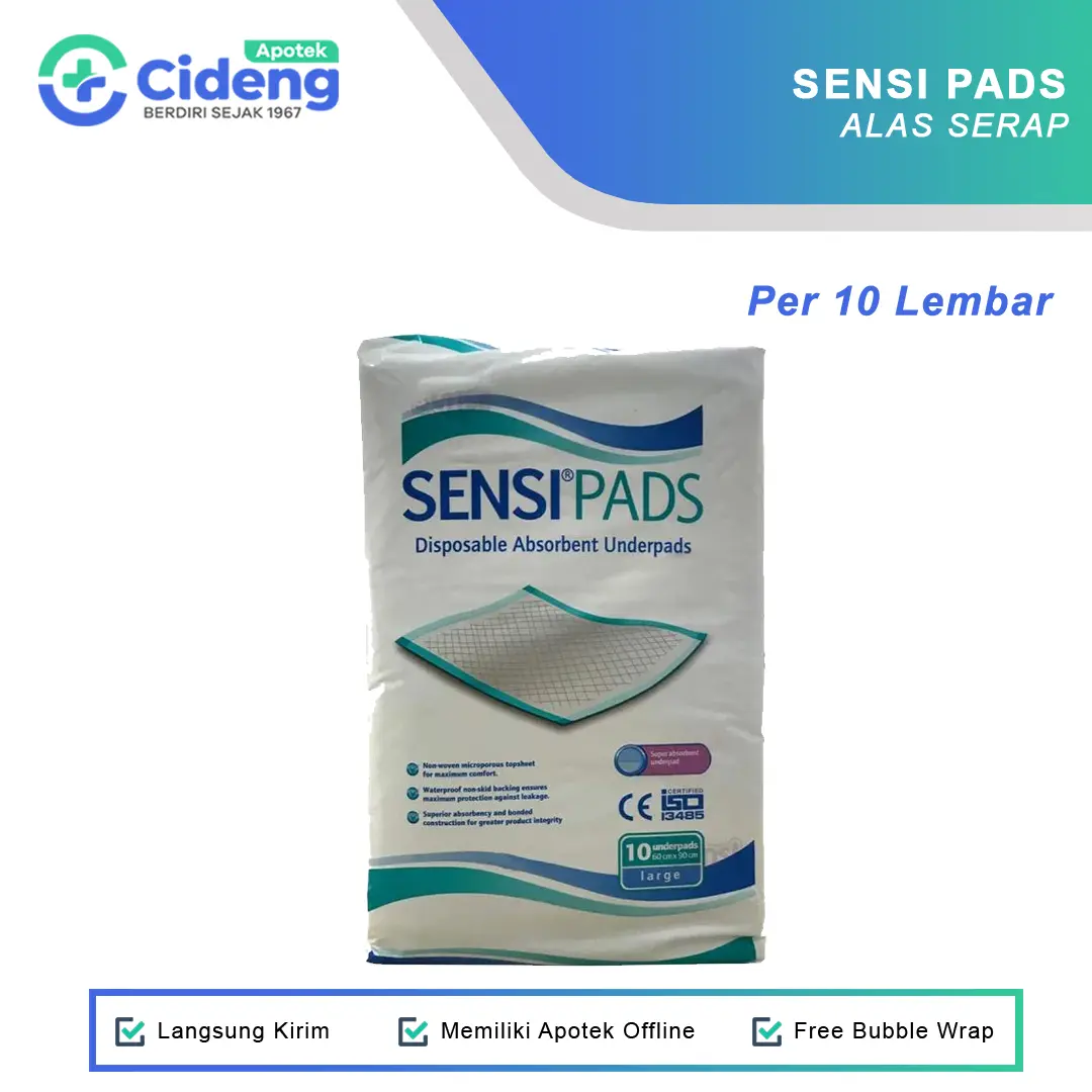 SENSI Pads Large 60cm x 90cm Alas Serap Kain Serap Polypropylene 10 Lembar Per Pack