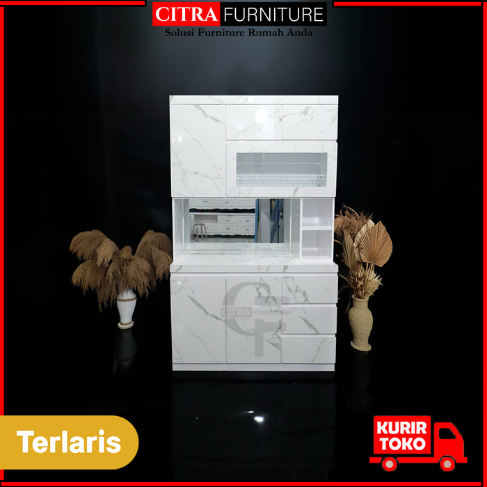 Gambar Lemari Dapur Piring 3 Pintu Hidrolik  HPL | Kabinet Rak Piring Minimalis | Kitchen set Duco dari Citra furniture Kota Administrasi Jakarta Pusat Tokopedia