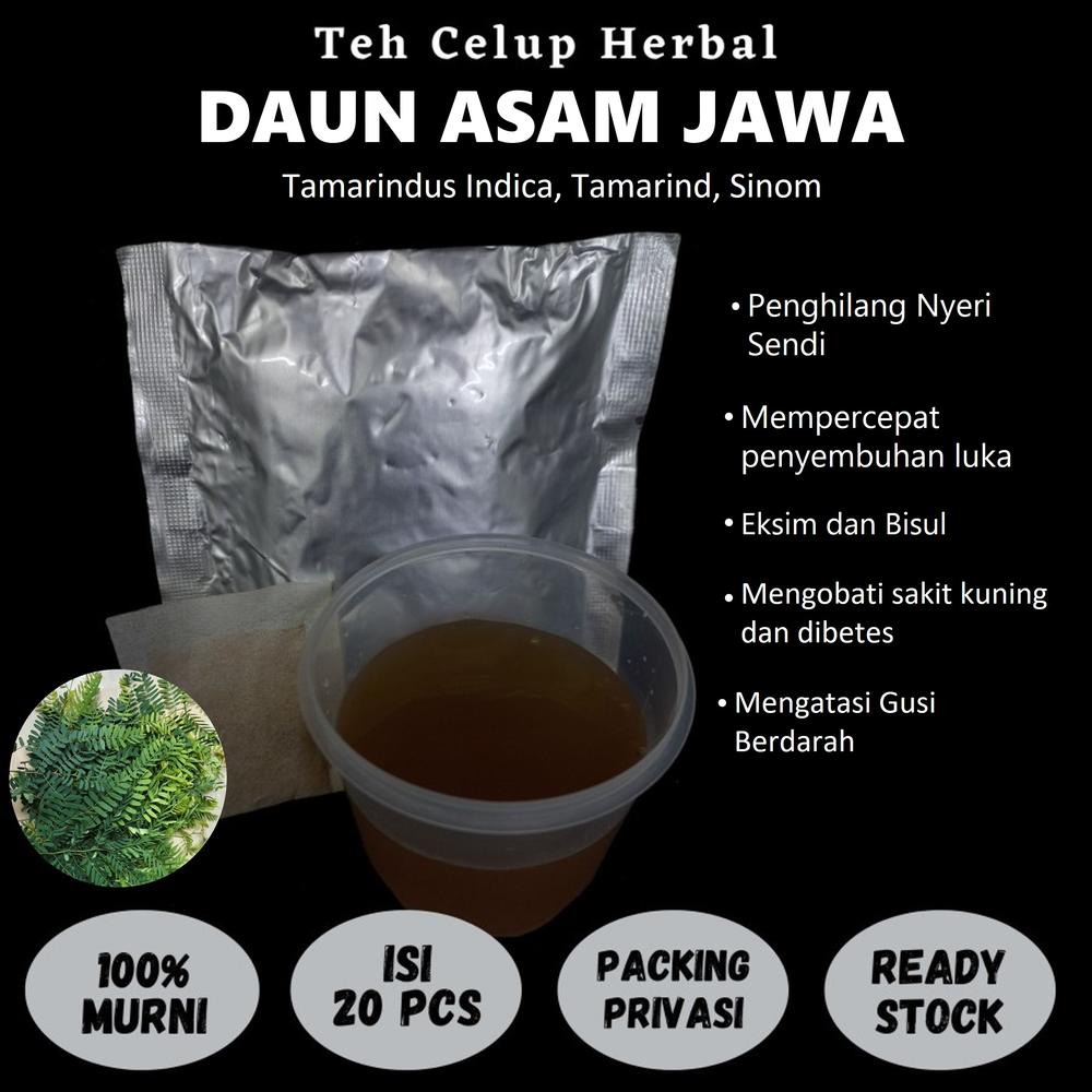 Teh Celup Herbal DAUN ASAM JAWA Analgesik eksim bisul kram menstruasi gigi dan gusi berdarah
