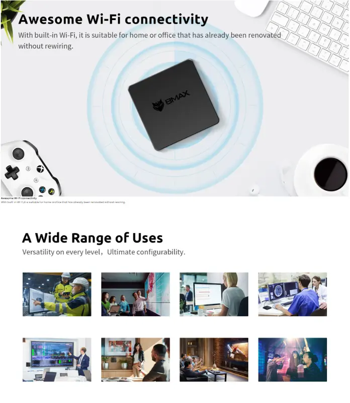 Mini PC BMax B2 8/128GB SSD Intel N3450 4K HDMI WiFi Windows 10 Pro 2