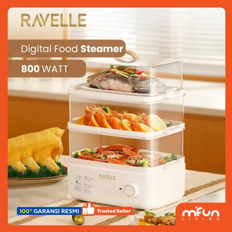 RAVELLE Electric Food Steamer Pengukus Makanan 15L