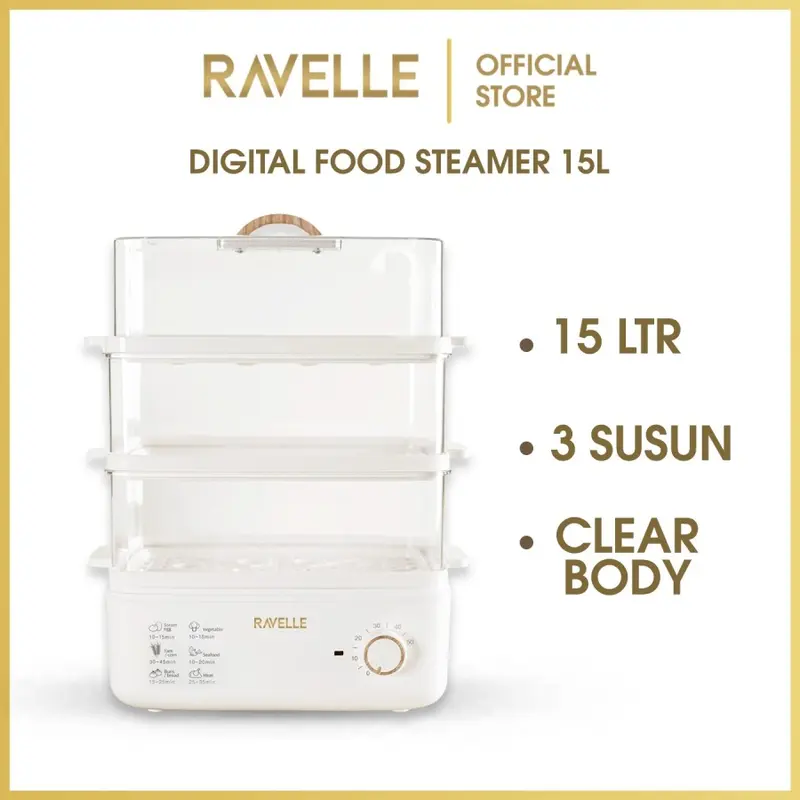 RAVELLE Electric Food Steamer Pengukus Makanan 15L