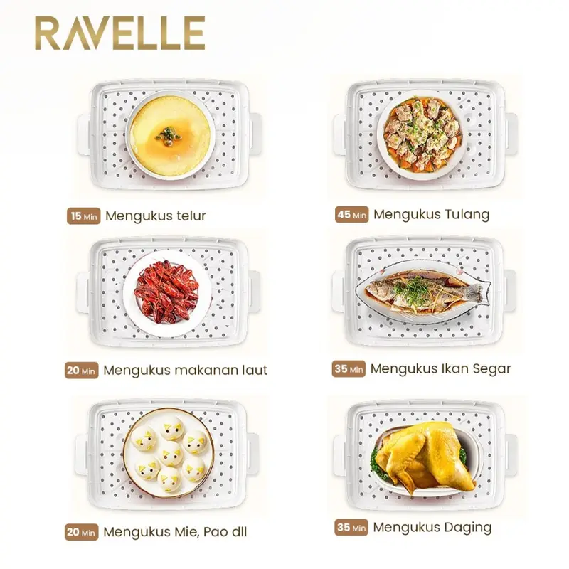 RAVELLE Electric Food Steamer Pengukus Makanan 15L