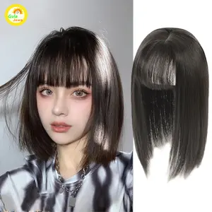 Toupee Hair Topper Hair Clip Poni Belah Tengah Penutup Botak Penutup Uban Wig Wanita Hair Clip Rambut Straight Hair Piece Wig