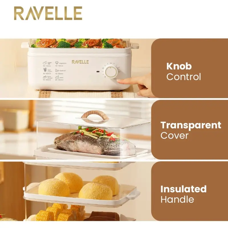 RAVELLE Electric Food Steamer Pengukus Makanan 15L