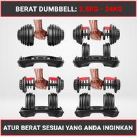 Gambar Adjustable Dumbell Barbell Alat Fitness Set 2.5 KG - 24 KG 15 level Adjustable Barbel Fitness - 24KG dari eBuy Indonesia Kab. Tangerang 3 Tokopedia
