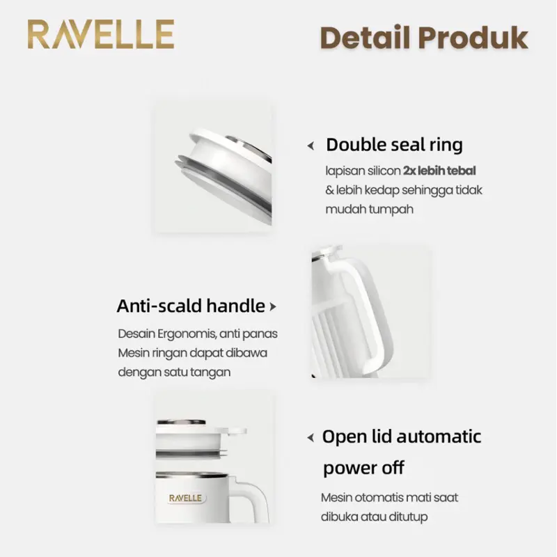 RAVELLE Digital Soymilk Maker Mesin Pembuat Susu Kacang 850ml