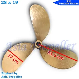 Propeller / Baling baling kapal Kuningan ukuran 28 x 19 RH 3 Daun - Asia Propeller