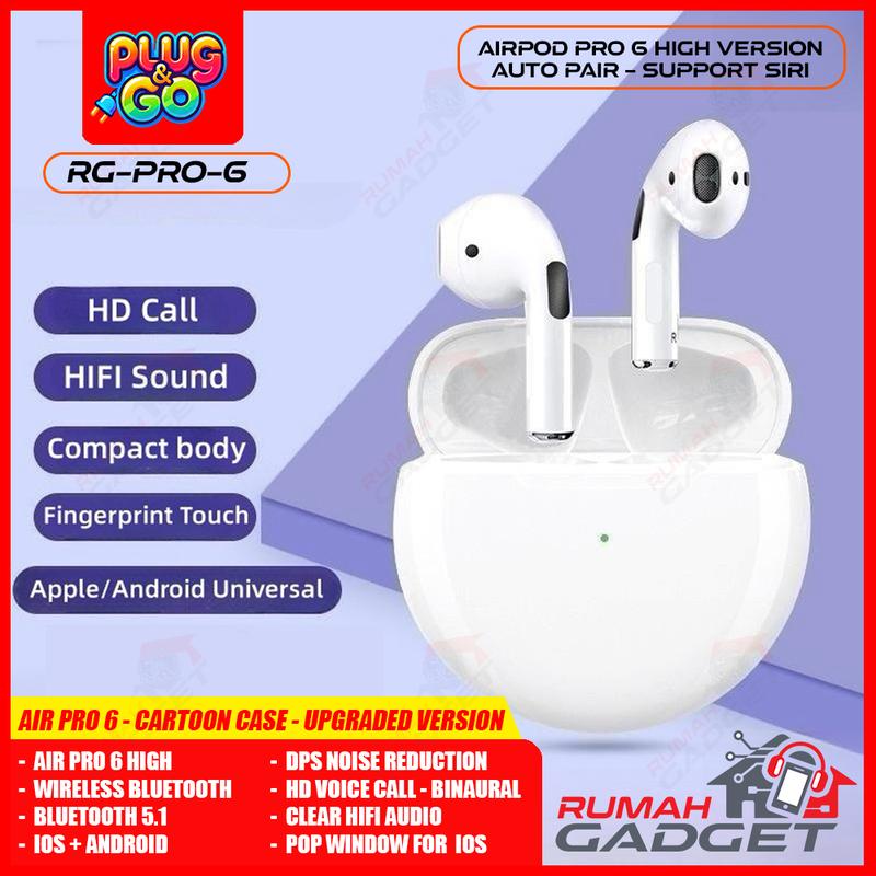 Headset - Earphone - Bluetooth - TWS Pro 6 - Bluetooth V 5.1 - Hifi True Wireless Stereo Ponsel Handphone 0