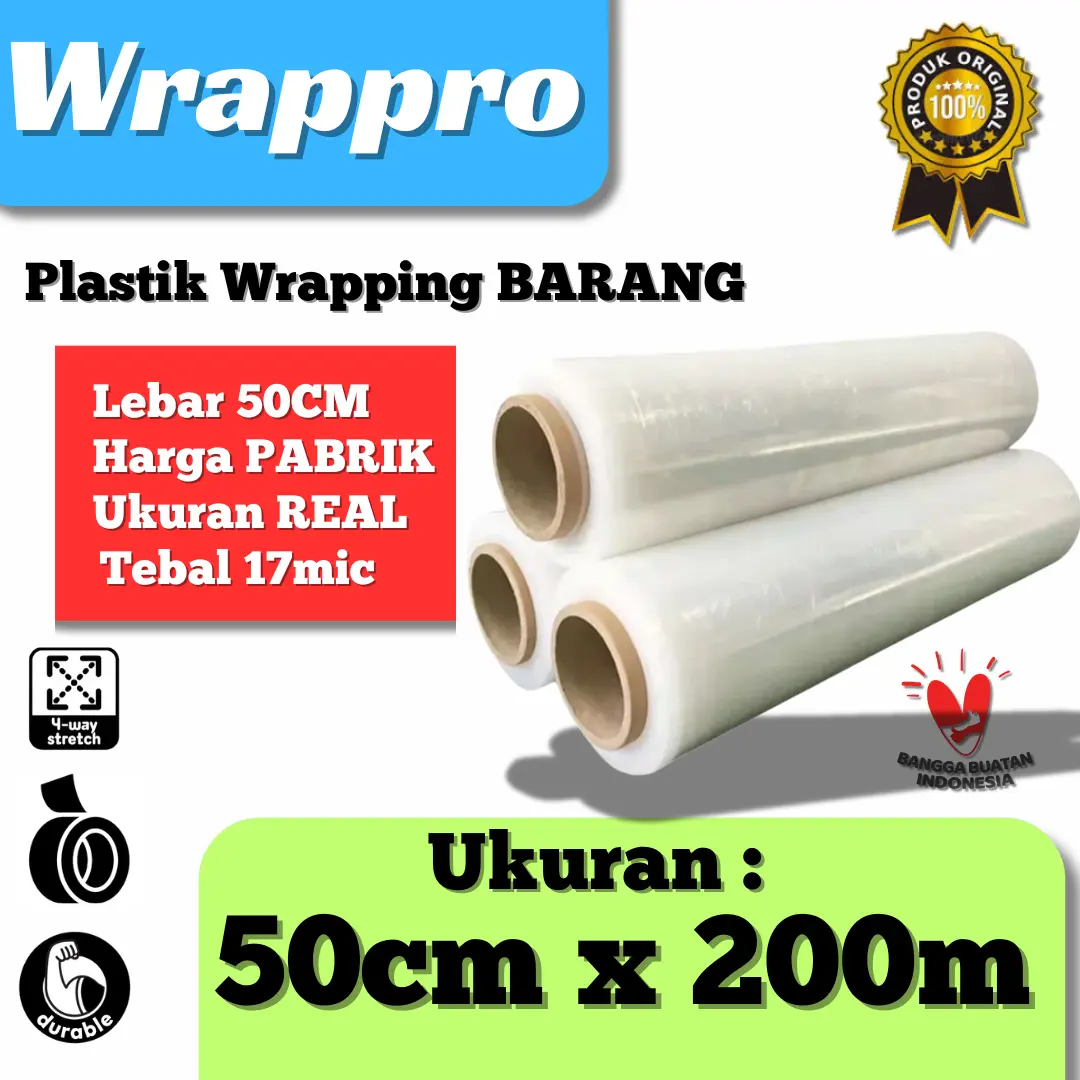 Plastik Wrapping Barang Bening 50cm x 200m/ Stretch Film Roll