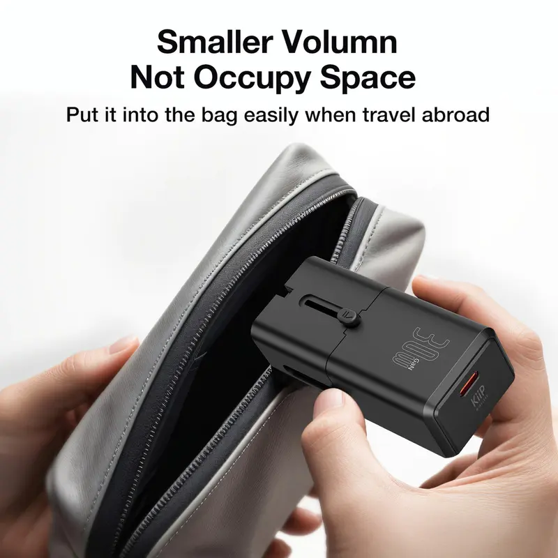 KiiP C23T Charger Travel Adapter 30W USB TYPE C Gan Mini Size Portable USA , EU , UK UK , AUS 4