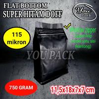 Gambar FLAT BOTTOM SUPER HITAM DOFF 750 GRAM KEMASAN KOPI-BUBUK-SNACK dari You Pack Kota Surabaya 1 Tokopedia