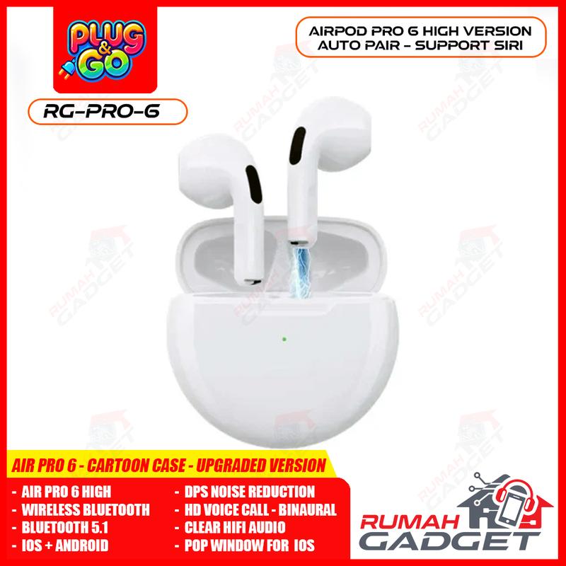 Headset - Earphone - Bluetooth - TWS Pro 6 - Bluetooth V 5.1 - Hifi True Wireless Stereo Ponsel Handphone 1