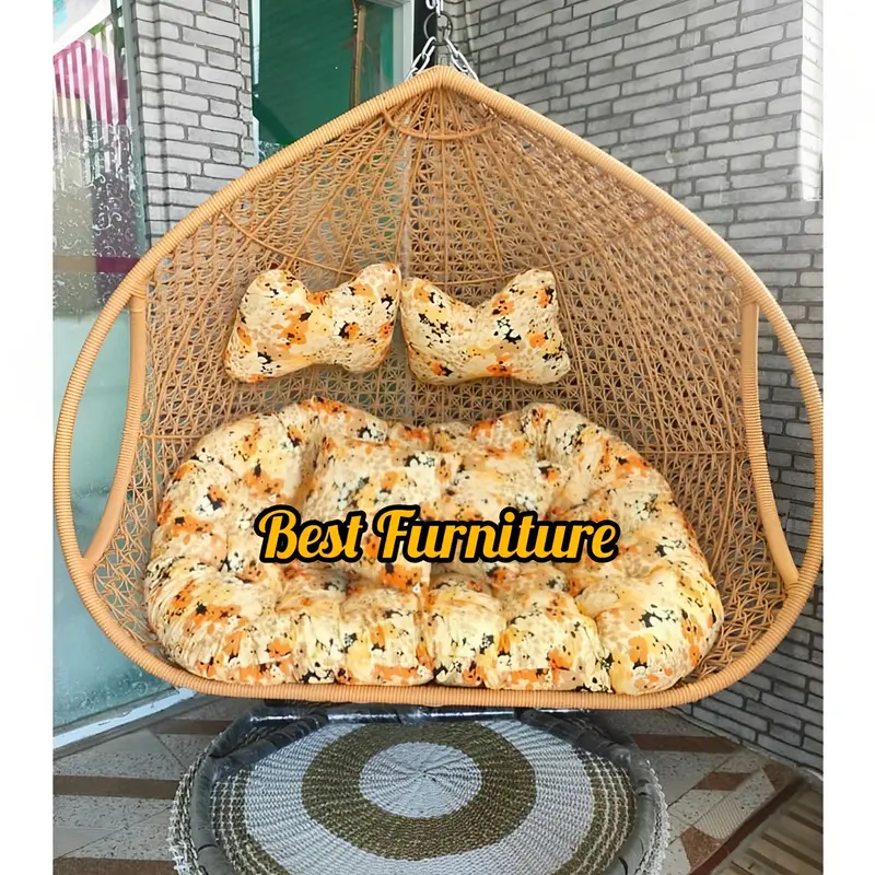 Ayunan Kursi Gantung Rotan Sintetis Anyaman Rotan Besi Jumbo Malas Santai Empuk Nyaman Kekinian Teras Taman Rumah Murah Mewah 4