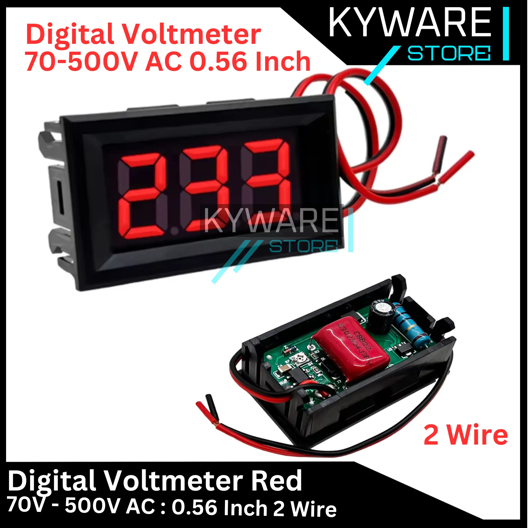 Digital Volt Meter AC 70V - 500V 0.56 Inch Voltmeter 2 Wire Led Display 220V