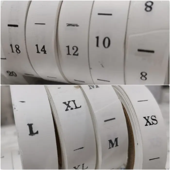 Pita Label Size Sablon/Printing Angka Nomor Putih Jahit Ukuran Pakaian Jumbo 30-50