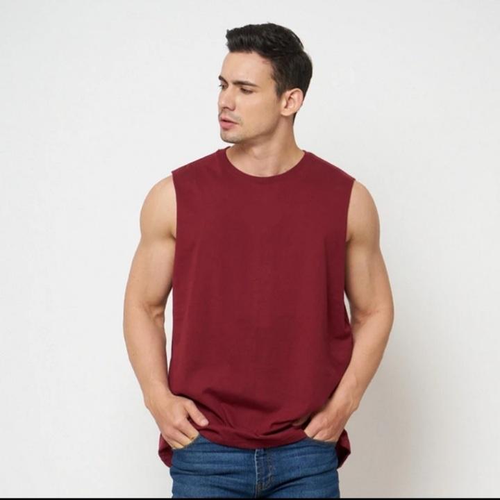 Singlet Pria Muscle Cut Polos / Singlet Pria Polos Tanpa Lengan Kaos Oblong 3