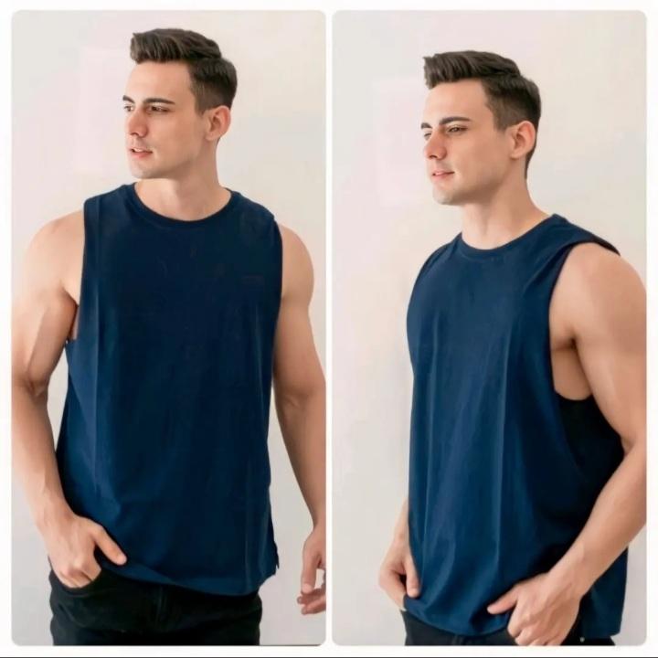 Singlet Pria Muscle Cut Polos / Singlet Pria Polos Tanpa Lengan Kaos Oblong 2