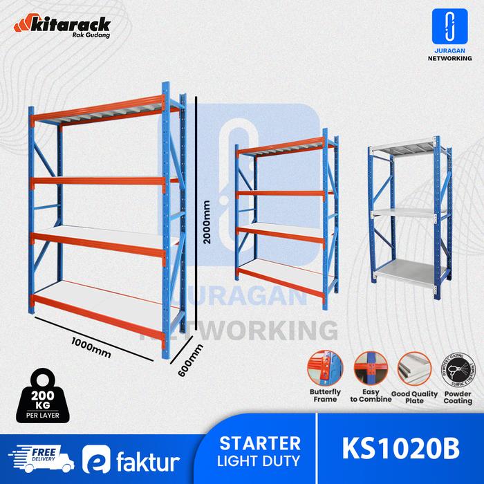 Promo KS1020 Biru Series Rack Gudang Besi Tinggi 2 Meter Panjang 1 ...