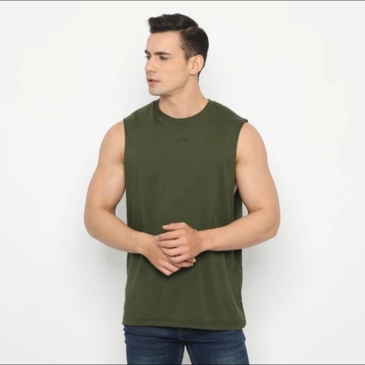 Singlet Pria Muscle Cut Polos / Singlet Pria Polos Tanpa Lengan Kaos Oblong 4