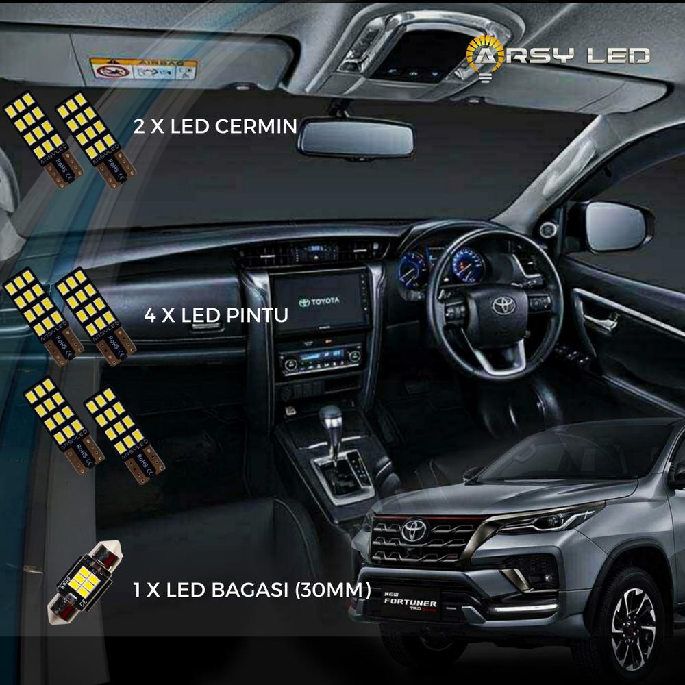 ARSYLED Lampu Plafon Kabin Cermin Pintu LED Fortuner GR SPORT isi 7 Car - Kabin 7 putih