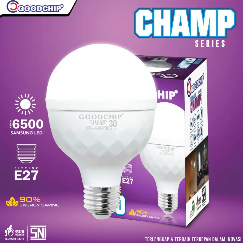 Bohlam Lampu LED Goodchip Series Champ 5watt 10watt 15watt 20watt 30watt 40watt 50watt