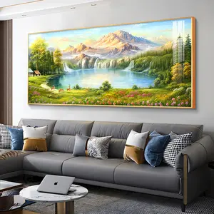 5D Diamond Lukisan Porcelain - Motif Pemadangan Gunung & Danau - Bahan Premium Mudah Dipasang