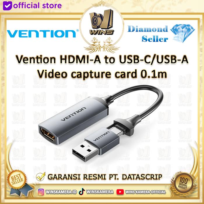 Gambar Vention HDMI-A to USB-C/USB-A Video Capture Card 0.1M dari WINS OFFICIAL STORE Kota Administrasi Jakarta Utara Tokopedia