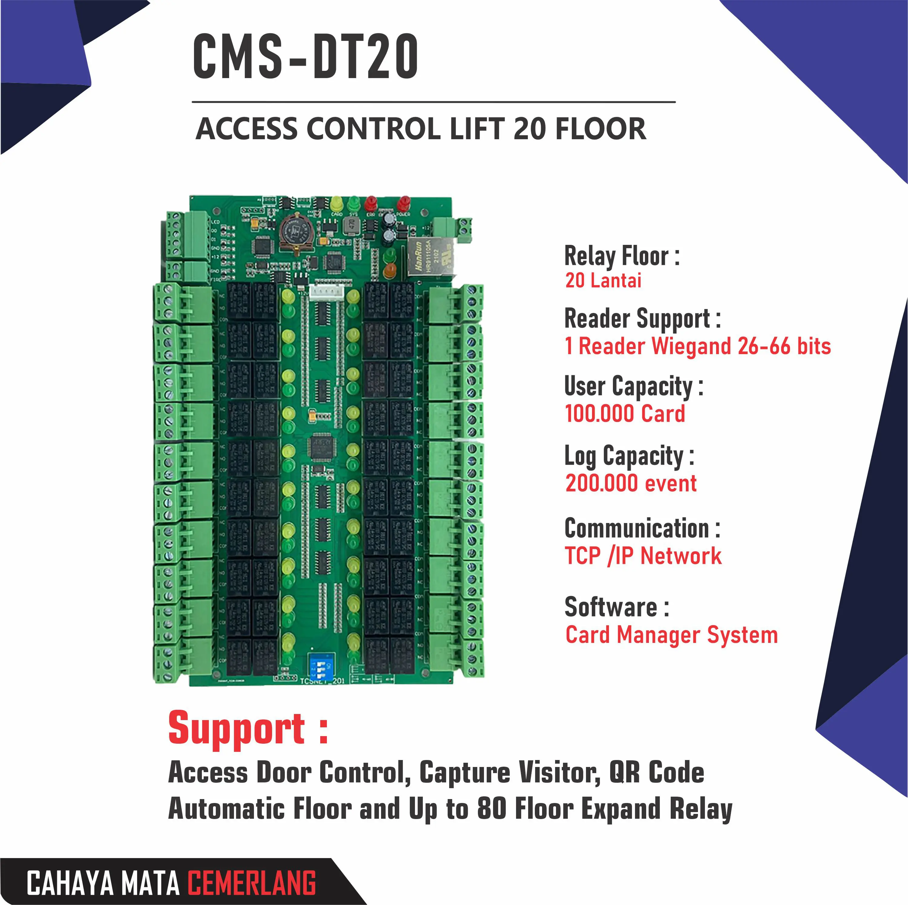 Access Controller Elevator/Akses Kontrol Lift CMS up to 80 Floor