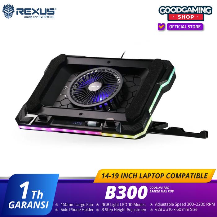 Gambar Rexus B300 | B-300 Cooling Pad Breeze Max RGB - Laptop Cooler 2200RPM dari GOODGAMINGSHOP Kota Administrasi Jakarta Pusat Tokopedia