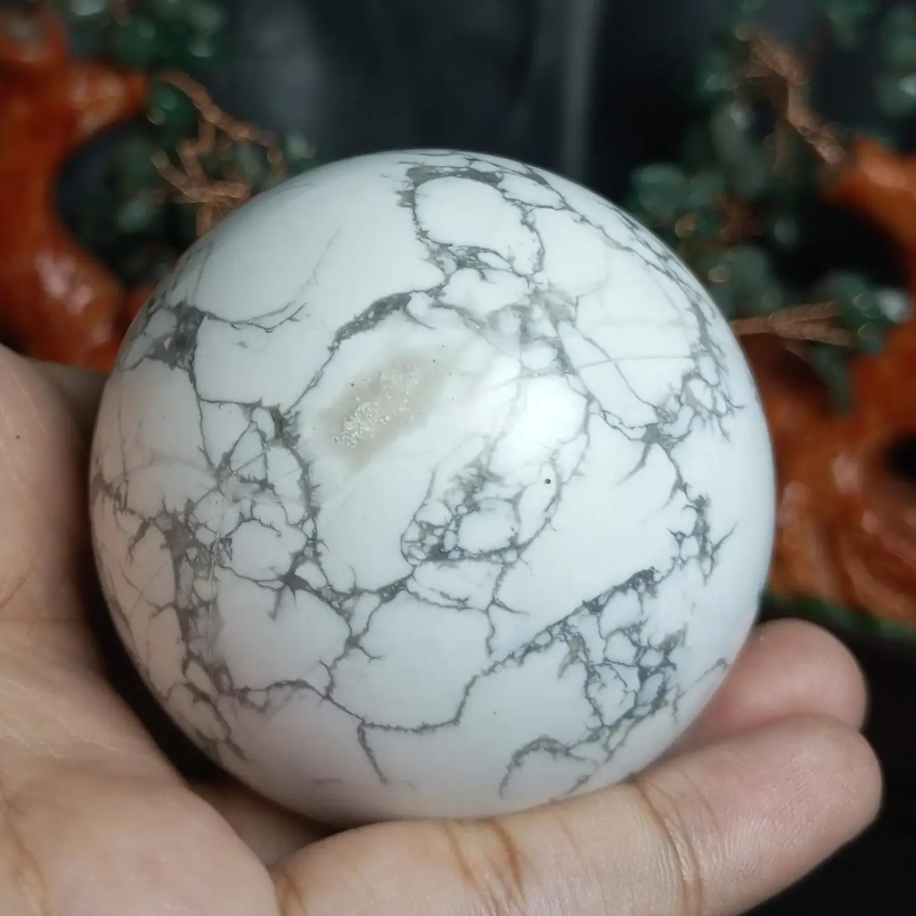 Natural Howlite Sphere (6) Batu Asli Alam