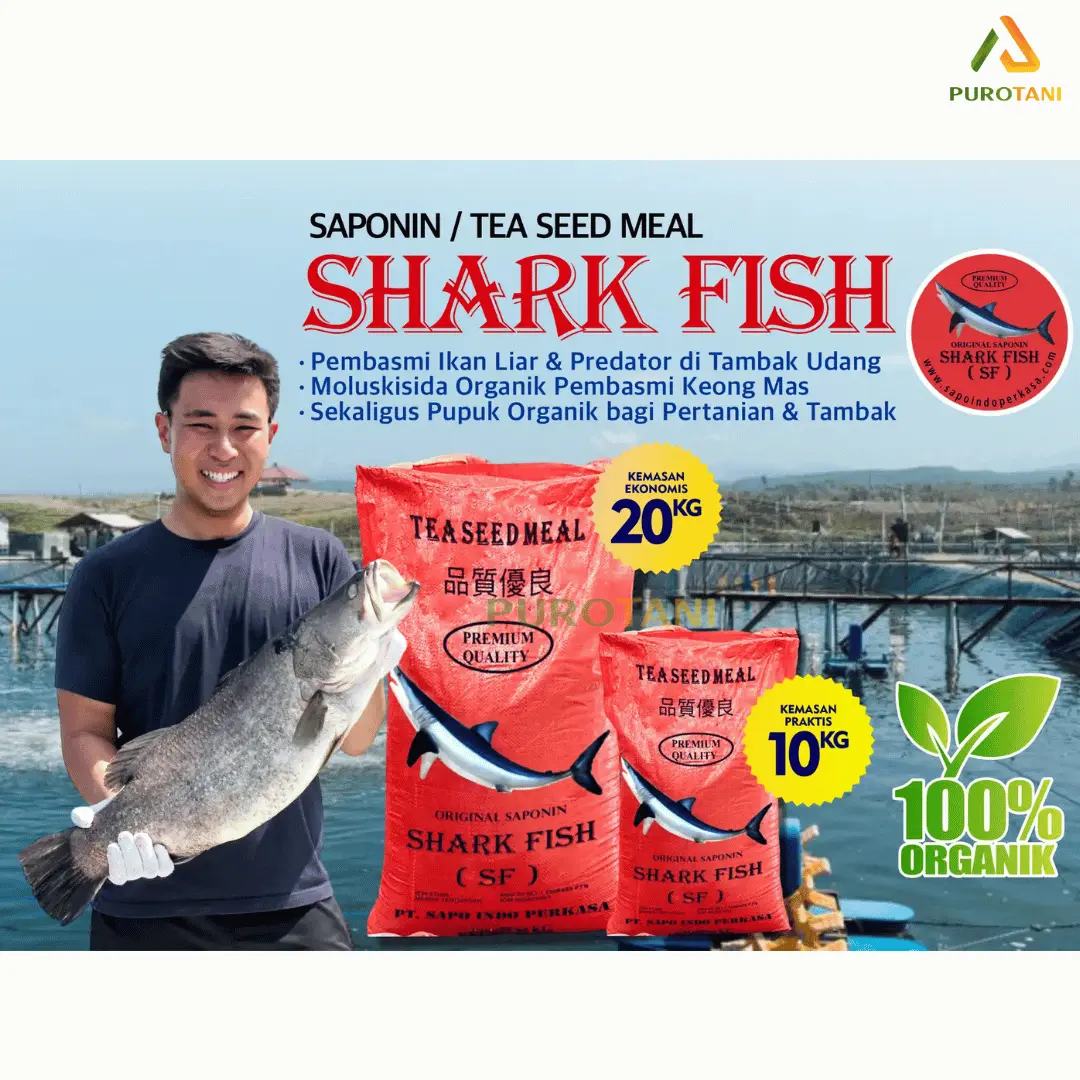 Obat Keong Tabur Pengendali Keong Siput Moluskisida Organik Saponin Shark Fish 20KG Tanaman Padi