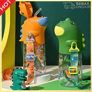 Botol Minum Sedotan Anak Dino Pinkah Bahan Tritan BPA Free 560ML