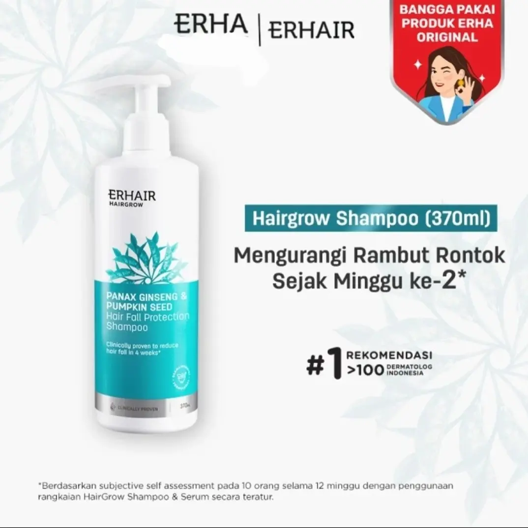 Erha HairGrow Shampoo 370ml Erhair Hair Grow 370 Ml Rambut Rontok