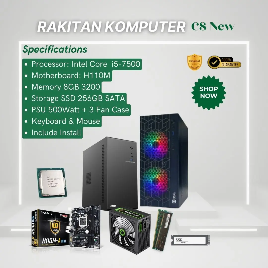 PC Rakitan intel i5-7500 SSD 256GB RAM 8GB DDR4
