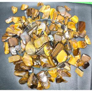 Batu Natural Tiger Eye Chip Tumble 2-3 cm paket 100 Grams