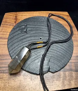 Kalung Liontin Batu Crystal Smokey Quartz Pendulum Double Terminate Full Natural 40mm G288