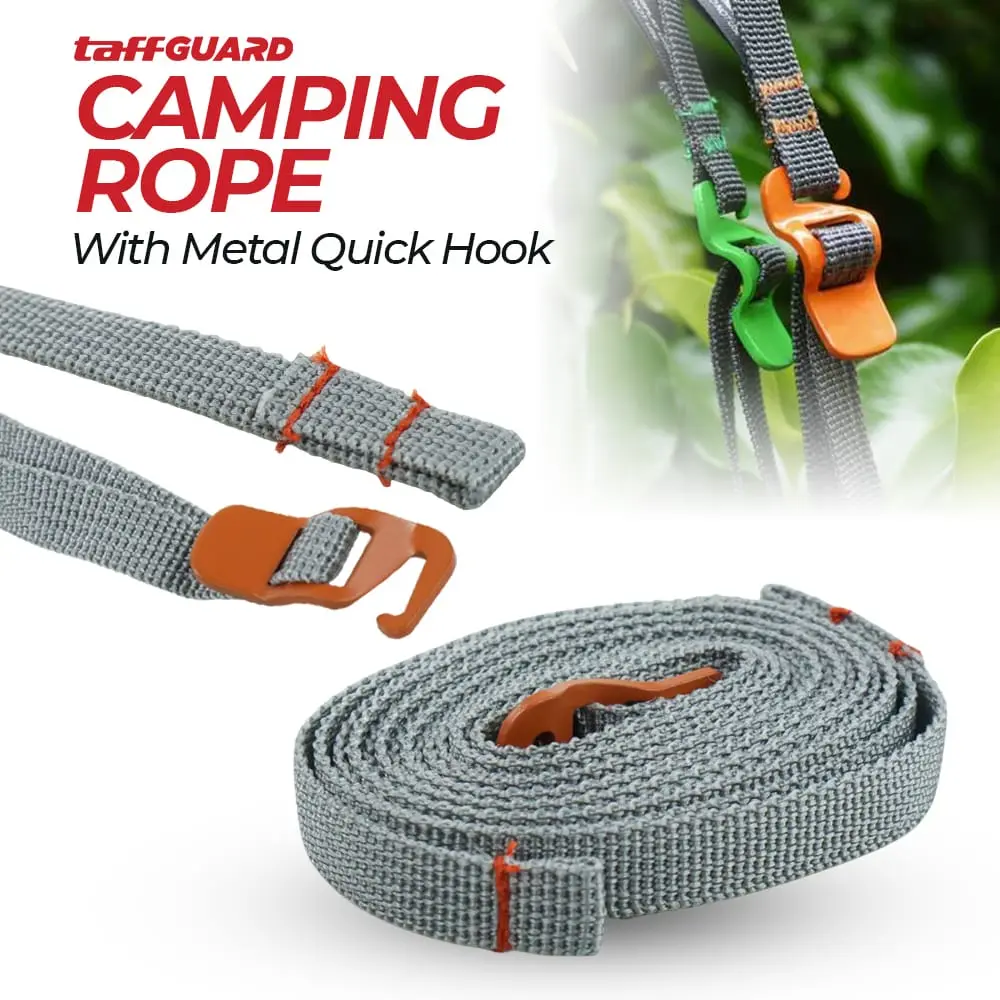 Webing Strap Tali Pengikat Barang Camping Rope Metal Quick Hook Taffguard