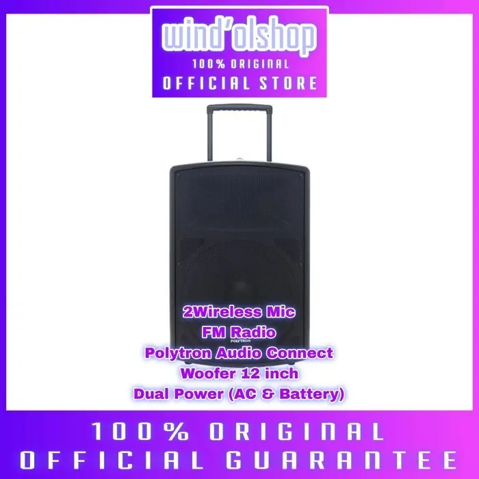 Polytron PAS-PRO15F3 Active Speaker Bluetooth Portable Karaoke PASPRO15F3 PASPRO-15F3 Built-in Battery 0